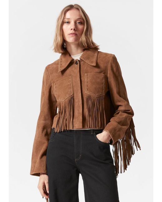 & Other Stories Brown Fringe Suede Jacket