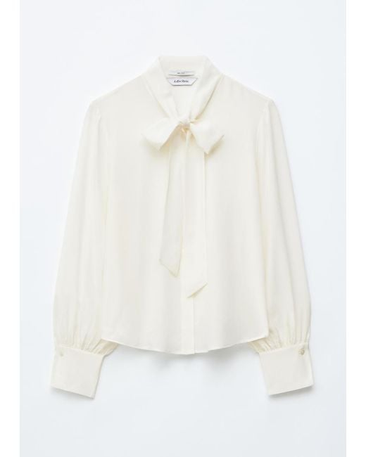 & Other Stories White Tie-Neck Silk Blouse