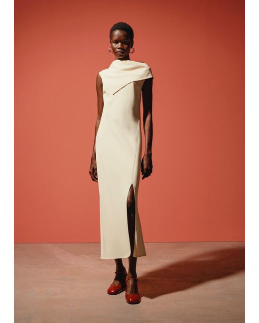 & Other Stories White Scarf-Detail Midi Dress