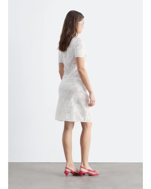 & Other Stories White Cotton Pointelle Jacquard Top