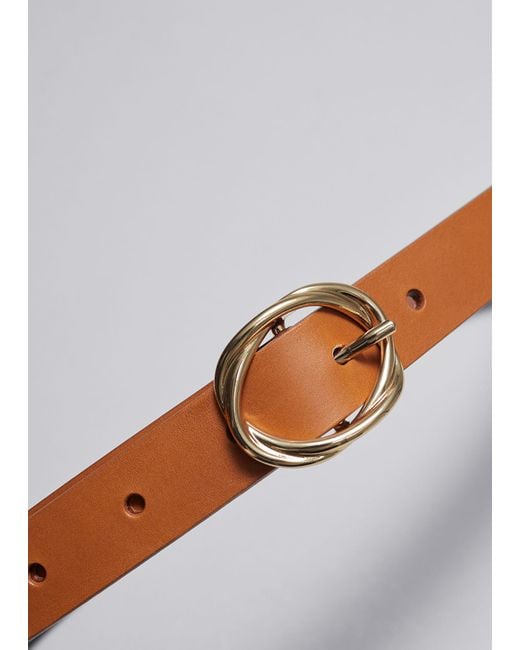 & Other Stories Gray Knot-buckle Leather Belt
