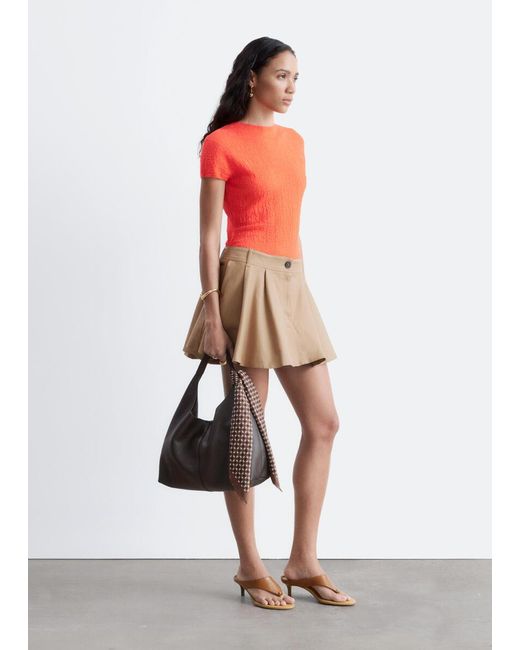 & Other Stories Red Mock-Neck Top