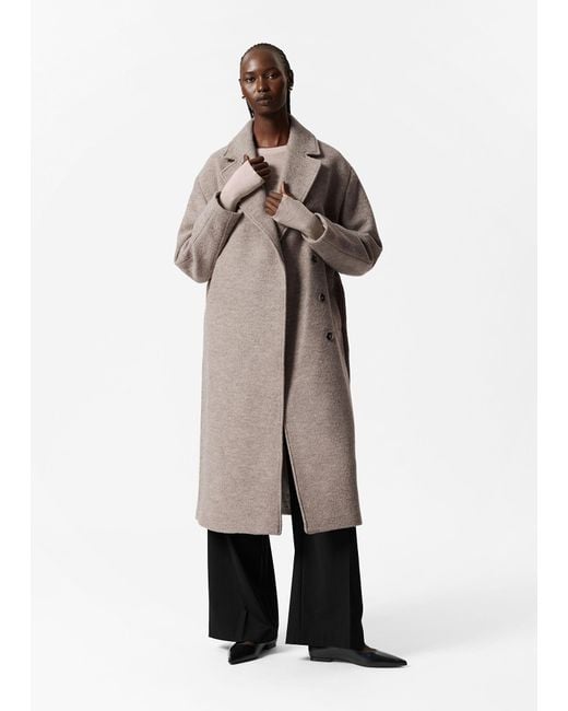 & Other Stories Natural Voluminous Belted Wool Coat