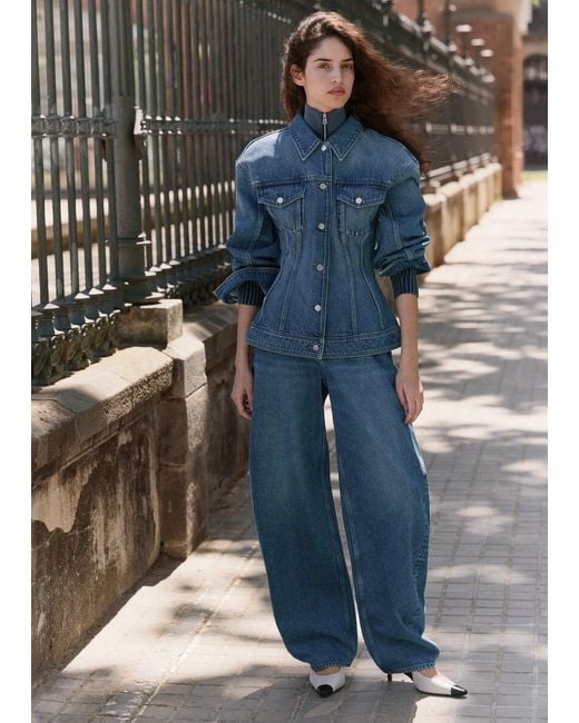 & Other Stories Blue Sculpted Denim Jacket