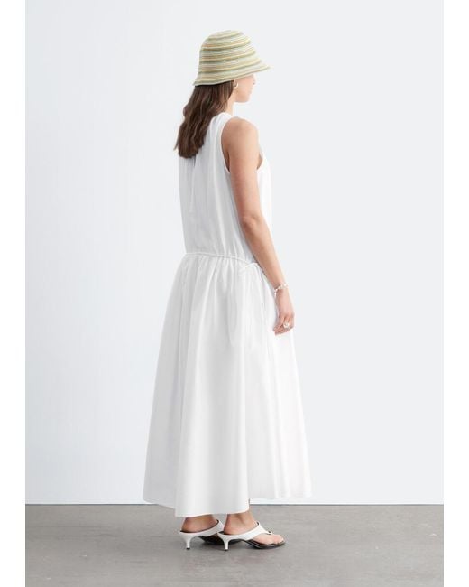& Other Stories White Gathered Cotton Dress