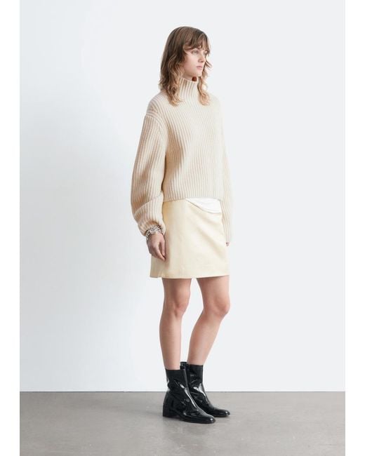 & Other Stories Natural Cropped Turtleneck Jumper