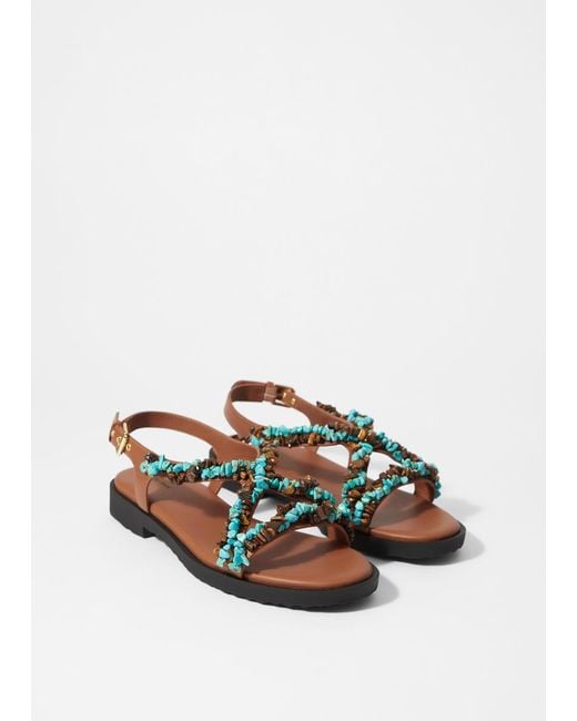 & Other Stories Natural Beaded Leather Sandals
