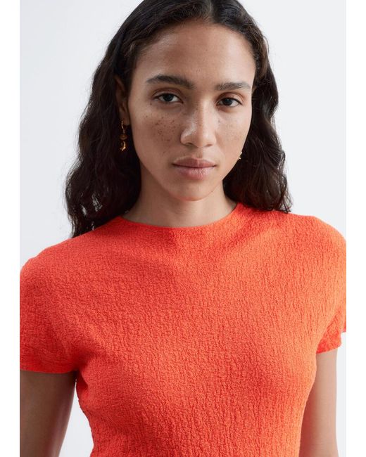 & Other Stories Red Mock-Neck Top