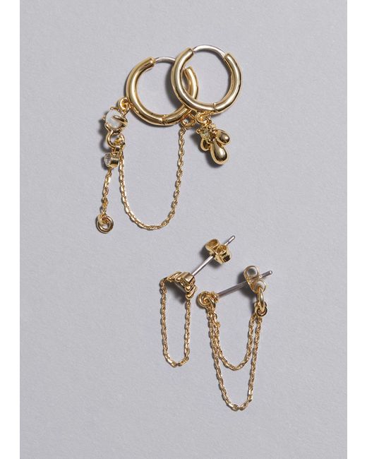 & Other Stories Metallic Embellished Earrings Set