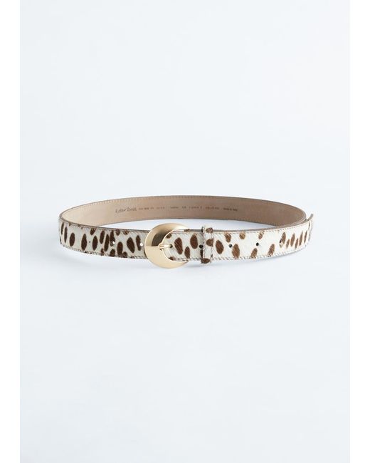 & Other Stories White Cow-Print Leather Belt