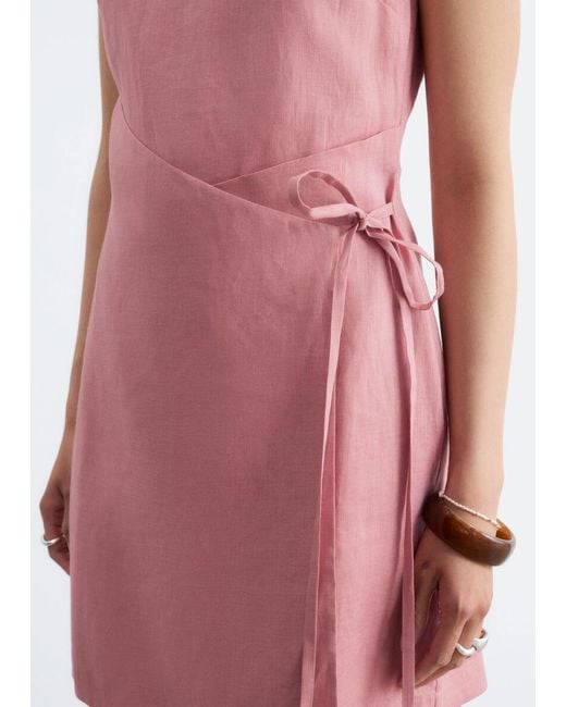 & Other Stories Pink Linen Mini Dress