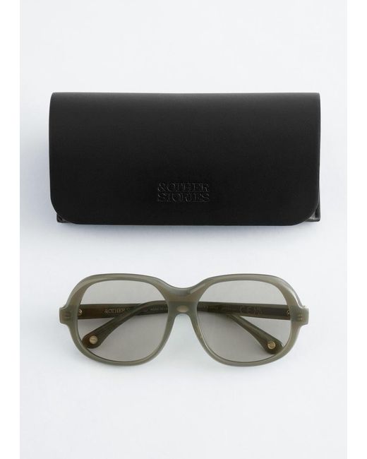 & Other Stories Gray Square-Frame Sunglasses