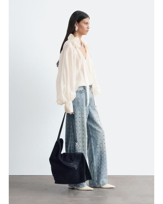 & Other Stories Natural Ruffle Neck Voluminous Blouse