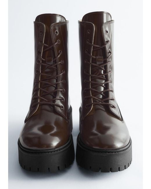 & Other Stories Black Lace-Up Leather Boots