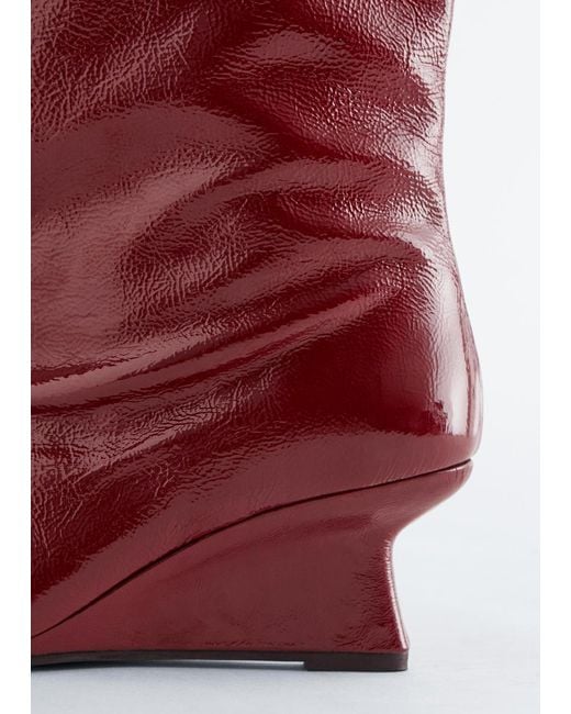 & Other Stories White Wedge-Heel Knee-High Boots