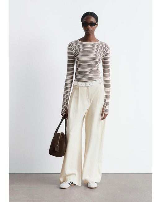 & Other Stories White Wide-Leg Trousers