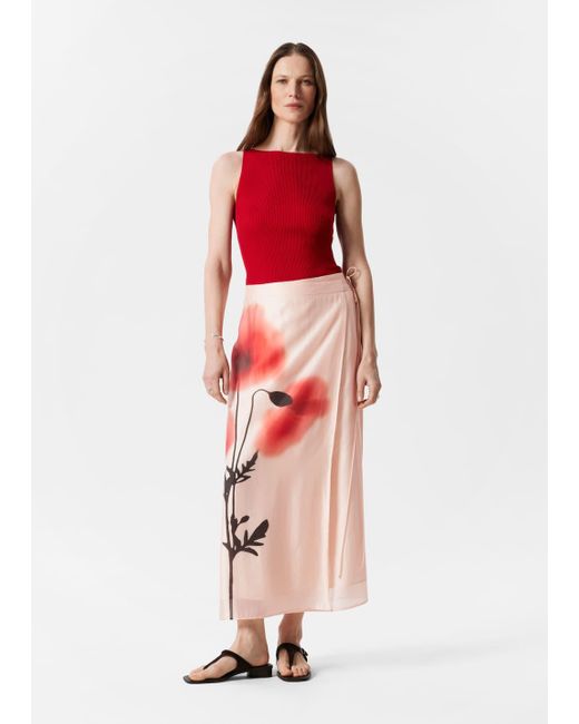 & Other Stories Pink Wrap Maxi Skirt