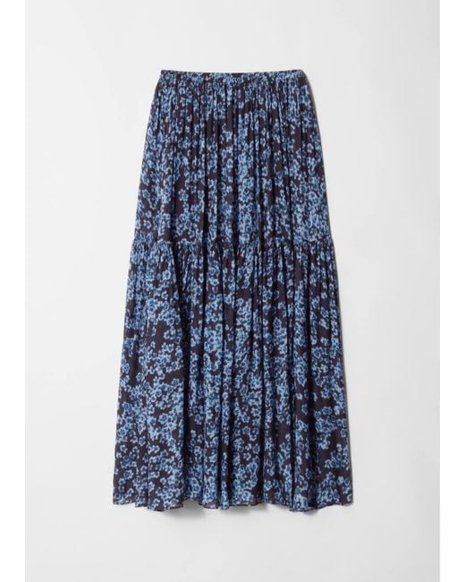 & Other Stories Blue Tiered Maxi Skirt