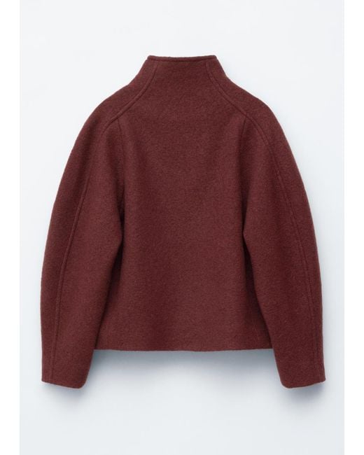 & Other Stories Red Asymmetric Wool Jacket