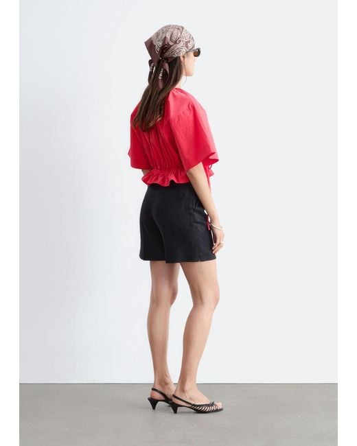 & Other Stories Red Drawstring Top