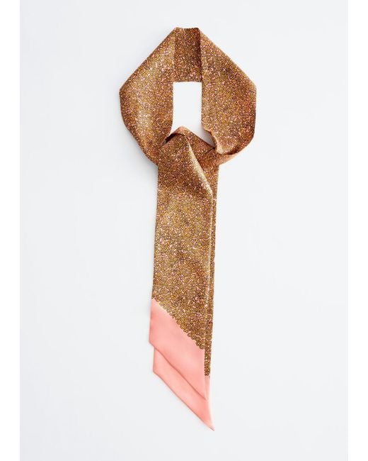 & Other Stories White Slim Silk Print Scarf