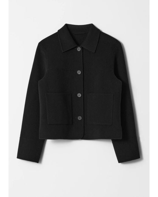 & Other Stories Black Collared Wool Jacket