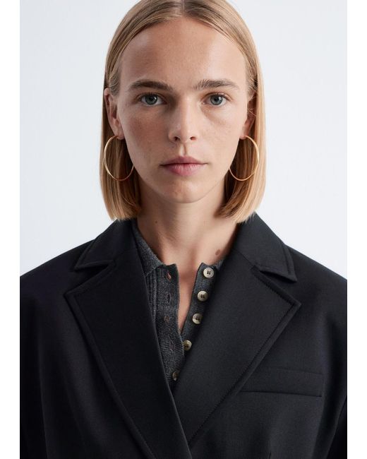 & Other Stories Black Double-Breasted Wool Blazer