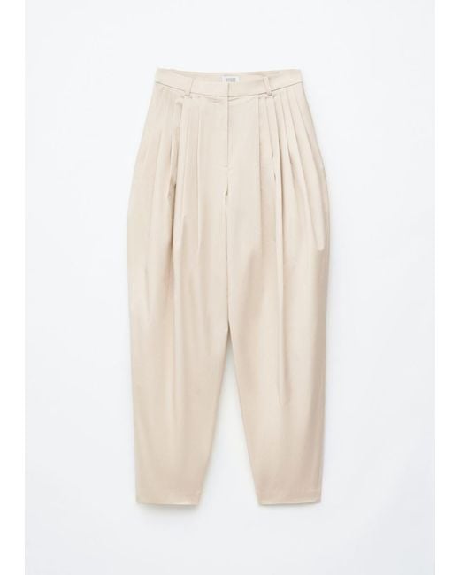 & Other Stories White Barrel-Leg Pleated Trousers
