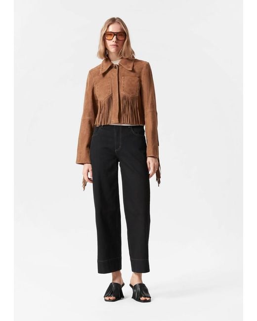 & Other Stories Brown Fringe Suede Jacket