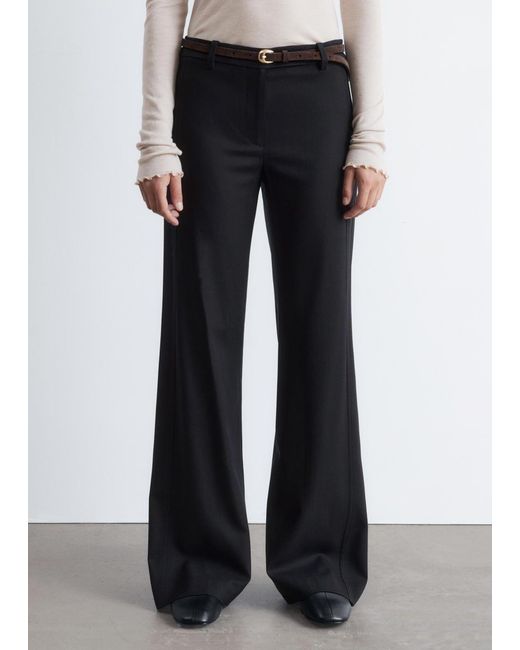 & Other Stories Black Flared Wool Trousers