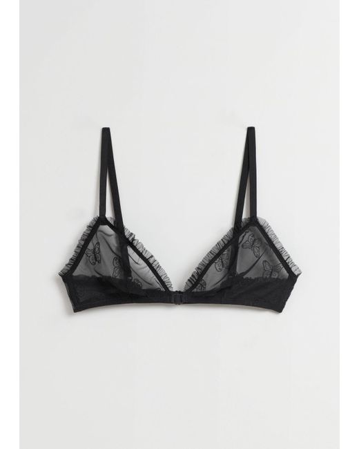 & Other Stories Black Sheer Butterfly Soft Bra