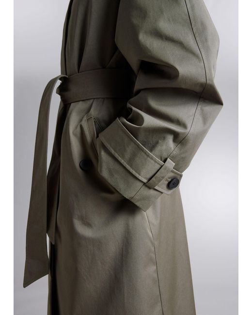 & Other Stories Gray Single-breasted Trench Coat