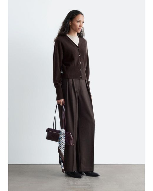 & Other Stories Black Wool Corset Rib Cardigan