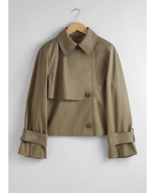 & Other Stories Green Short Trench Coat Jacket