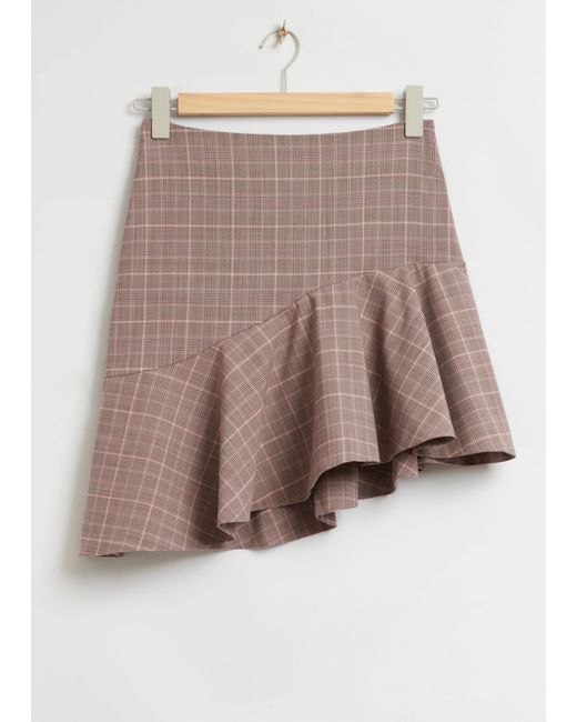 & Other Stories Natural Frilled Peplum Mini Skirt