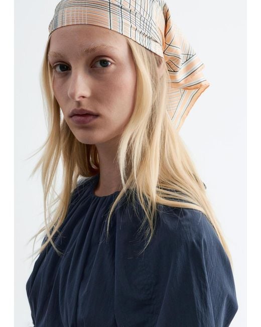 & Other Stories Blue Sculptural Drawstring Midi Dress