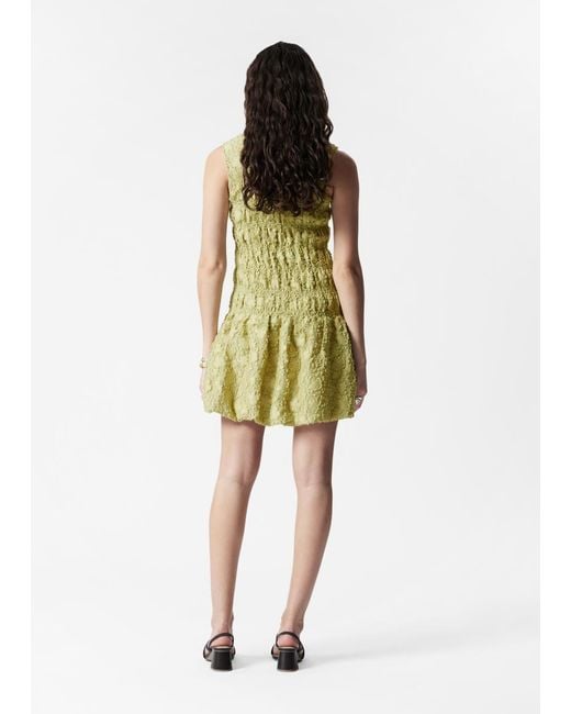 & Other Stories Green Smock Mini Dress