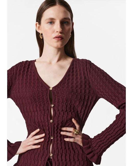 & Other Stories Purple Textured Knit Cardigan