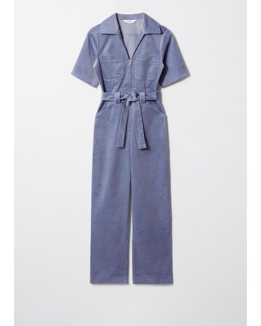 & Other Stories Blue Cord-Jumpsuit Mit Gürtel