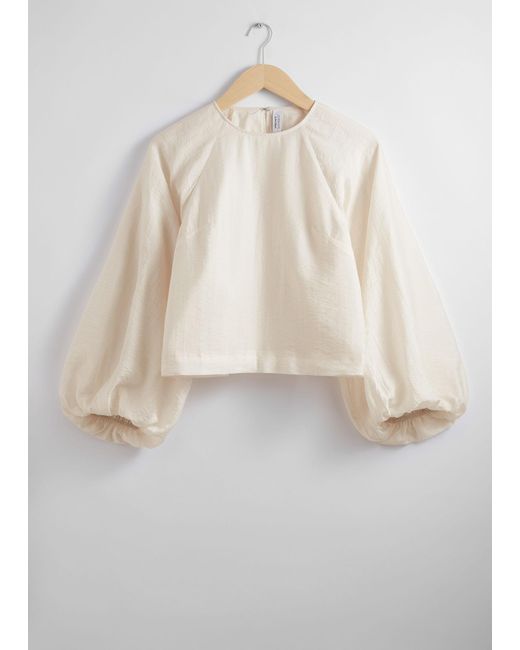 & Other Stories White Balloon-sleeve Top