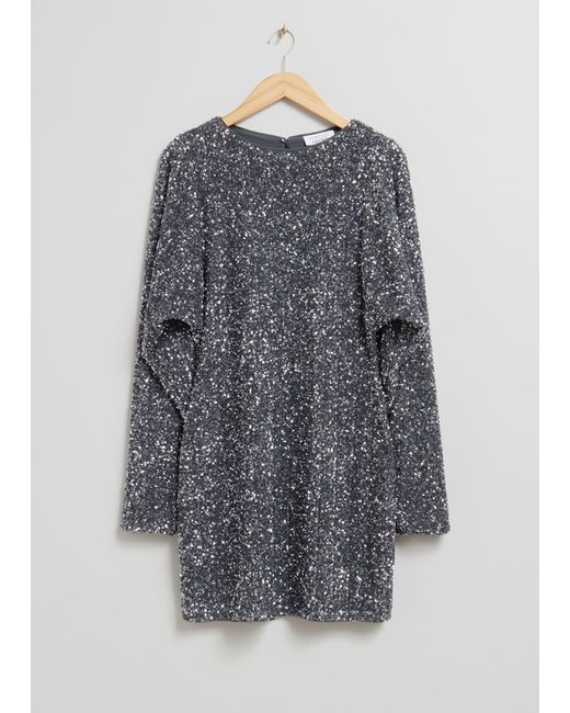 & Other Stories Gray Sequin Mini Dress