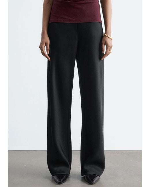 & Other Stories Black Drawstring Satin Trousers