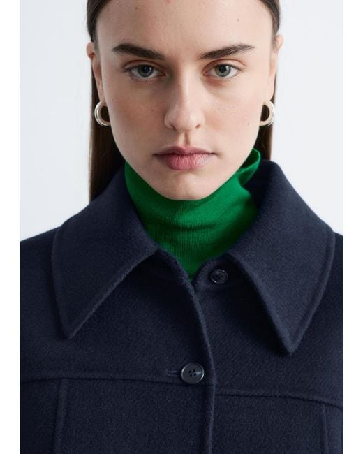 & Other Stories Blue Tapered Wool Jacket