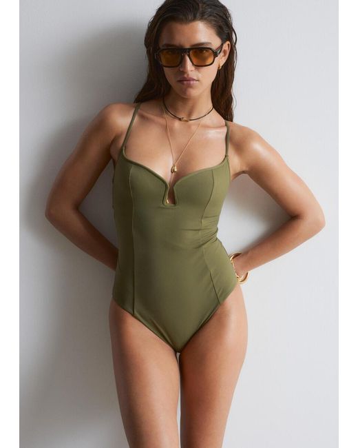 & Other Stories Green Triangle-Cut Swimsuit