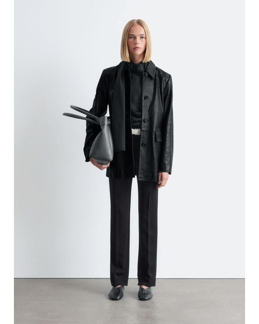 & Other Stories Black Slim-Leg Press-Crease Trousers