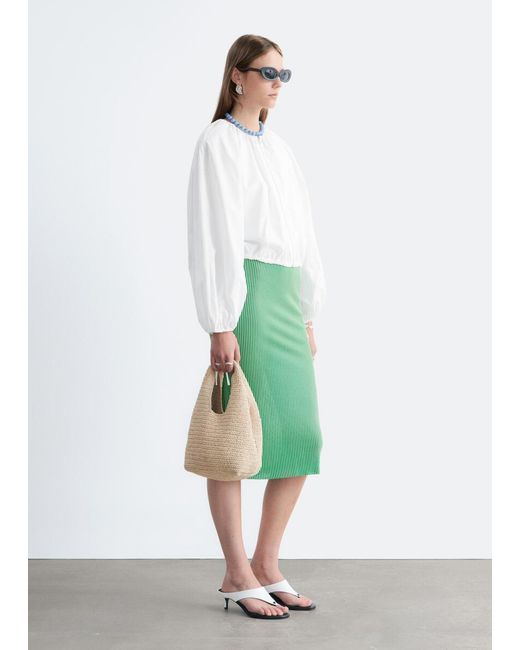 & Other Stories White Cotton Poplin Zip-Front Blouse