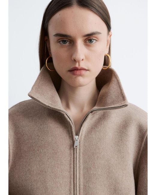 & Other Stories Natural Zip-Up Wool Jacket
