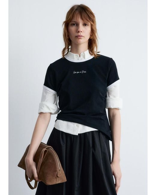 & Other Stories Black Embroidery T-Shirt