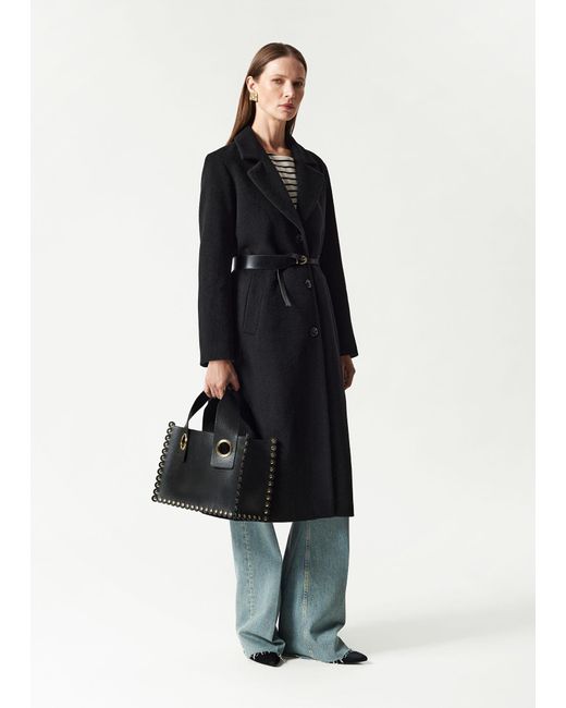 & Other Stories Black Single-breasted Belted Coat