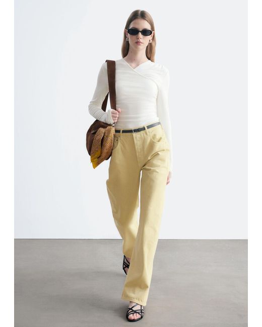 & Other Stories Natural Modal Jersey Wrap Top